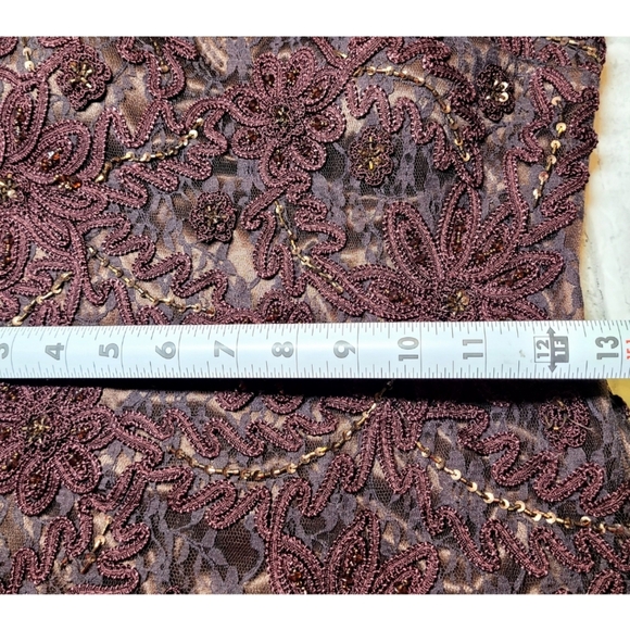 SUE WONG Nocturne Womens Evening Dress Size 4 Burgundy Lace Embroidered Beaded - Picture 15 of 16